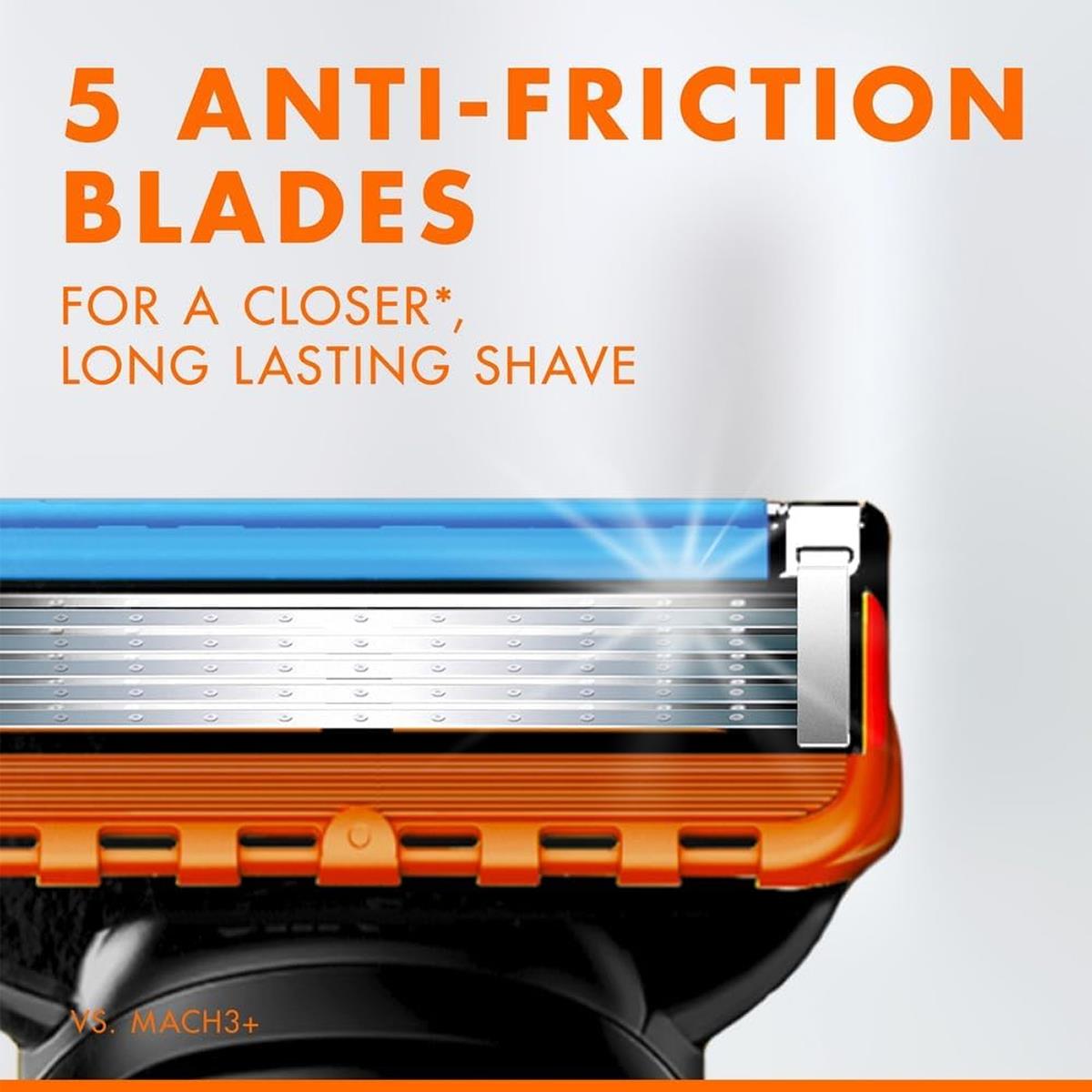 Gillette Fusion5 Men's Razor Blade 4 Refills 5 Anti-Friction Blades For Precision Trimmer, Lubricating Strip - Image 4