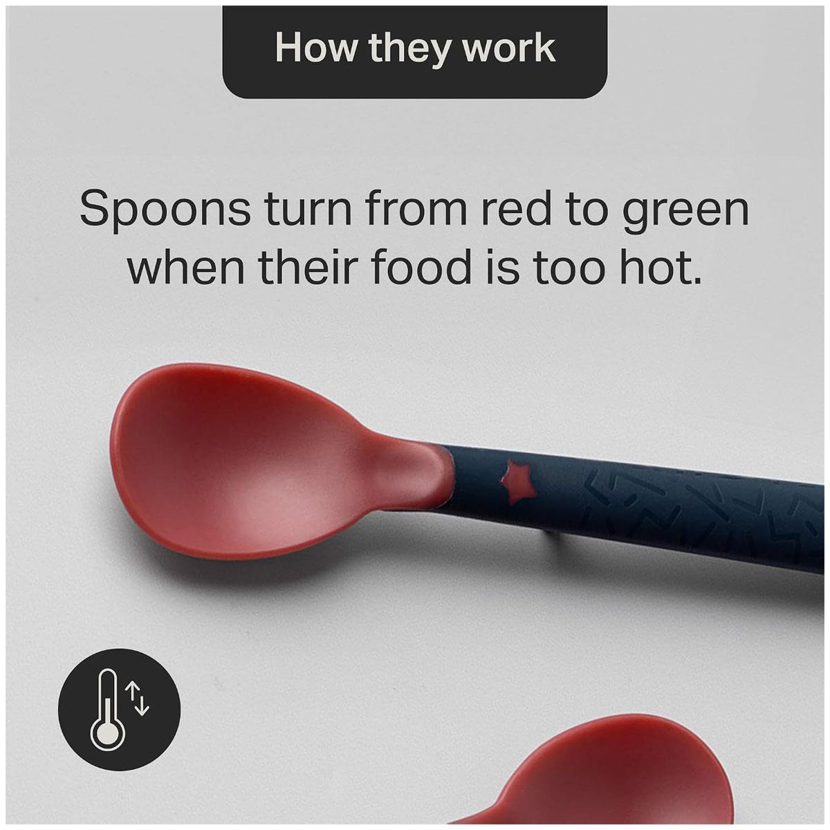 Tommee Tippee Heat Sense Weaning Spoons 4 Pack Temperature Colour Changing BPA Free Red and Yellow - Image 6