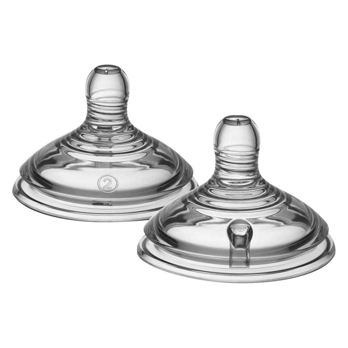 Tommee Tippee Natural Start Baby Bottle Teats Medium Flow Breast-Like Silicone Anti-Colic BPA Free 2 Pack 3m+