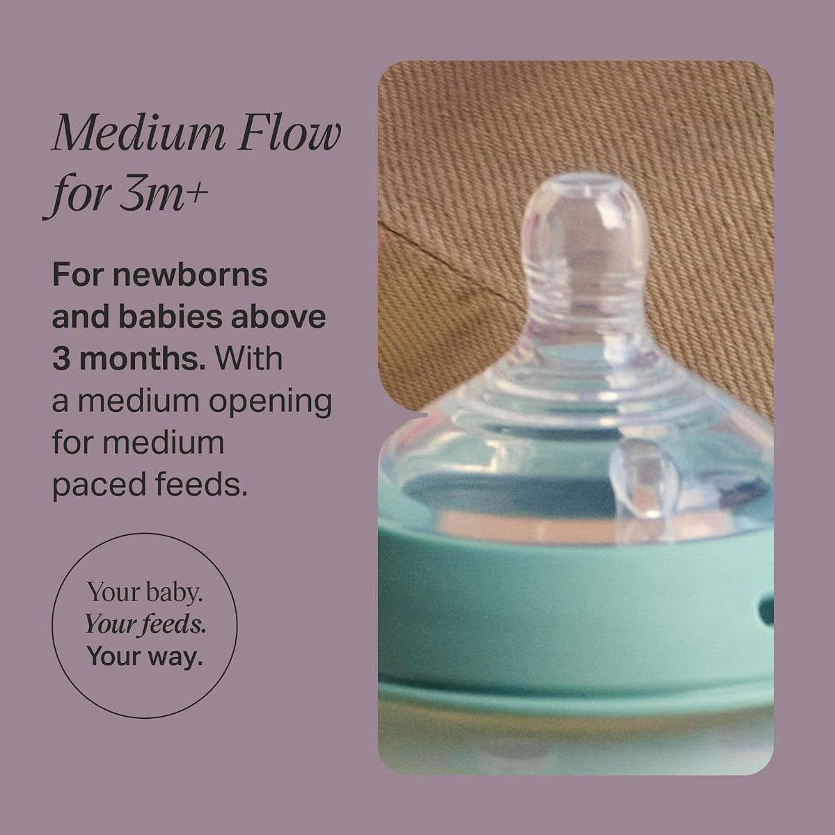 Tommee Tippee Natural Start Baby Bottle Teats Medium Flow Breast-Like Silicone Anti-Colic BPA Free 2 Pack 3m+ - Image 3