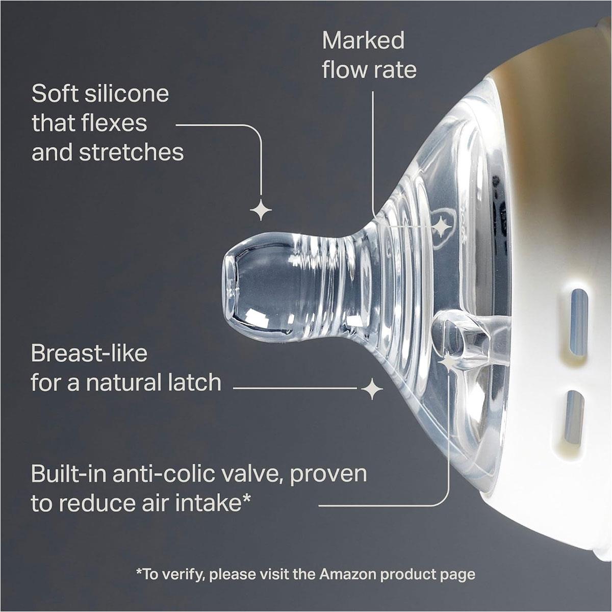 Tommee Tippee Natural Start Baby Bottle Teats Medium Flow Breast-Like Silicone Anti-Colic BPA Free 2 Pack 3m+ - Image 4