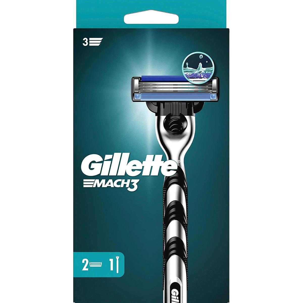 Gillette Mach3 Men's Razor With 2 Blade Refills 3 Anti-Friction Blades Lubricating Strip, Pivoting Head - Image 8