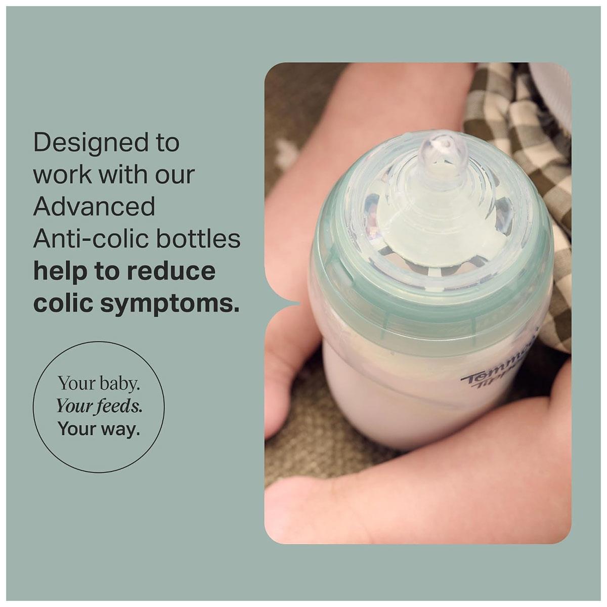 Tommee Tippee Advanced Anti-Colic Baby Bottle Teats Fast Flow Soft Silicone BPA Free 2 Pack 6m+ - Image 3