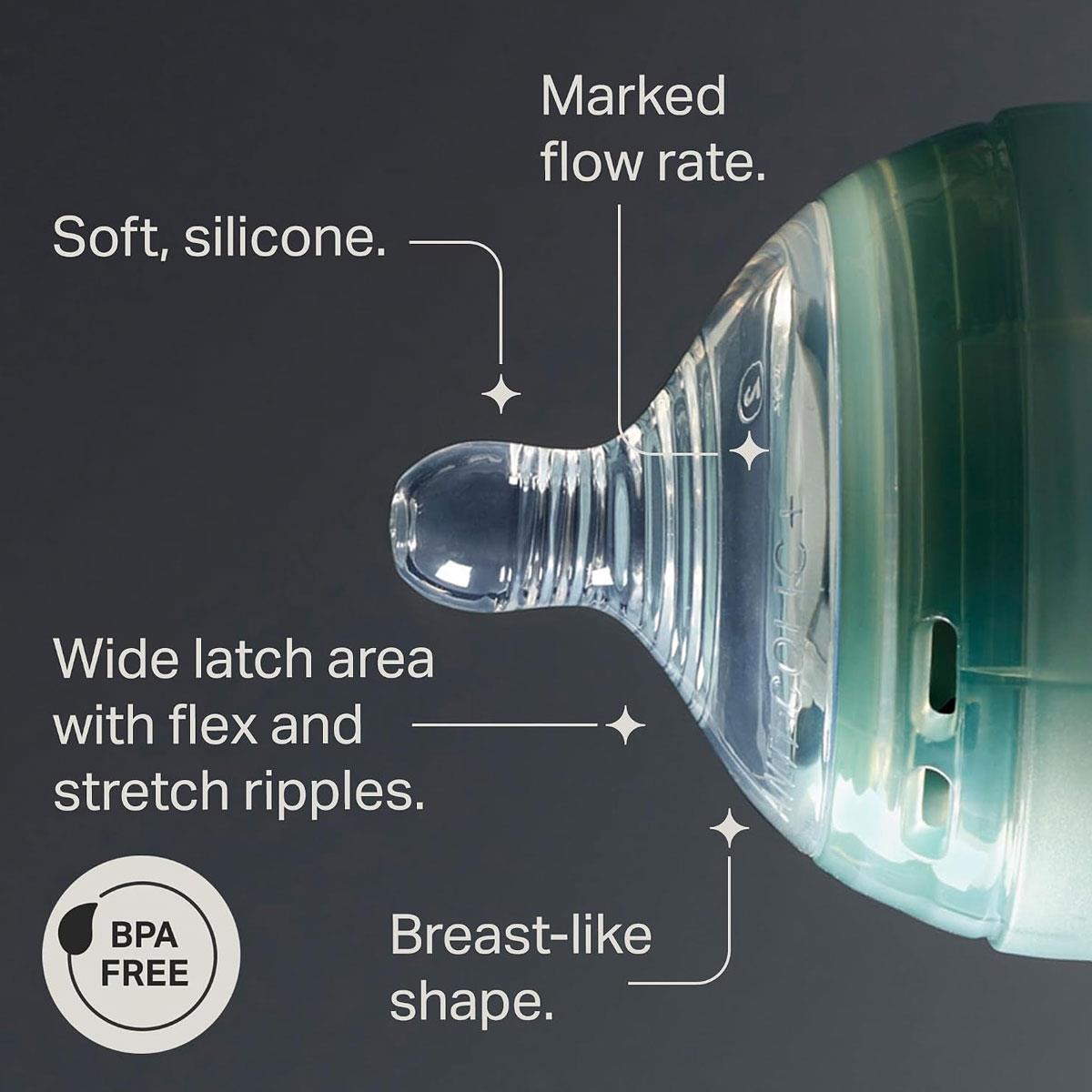 Tommee Tippee Advanced Anti-Colic Baby Bottle Teats Fast Flow Soft Silicone BPA Free 2 Pack 6m+ - Image 4