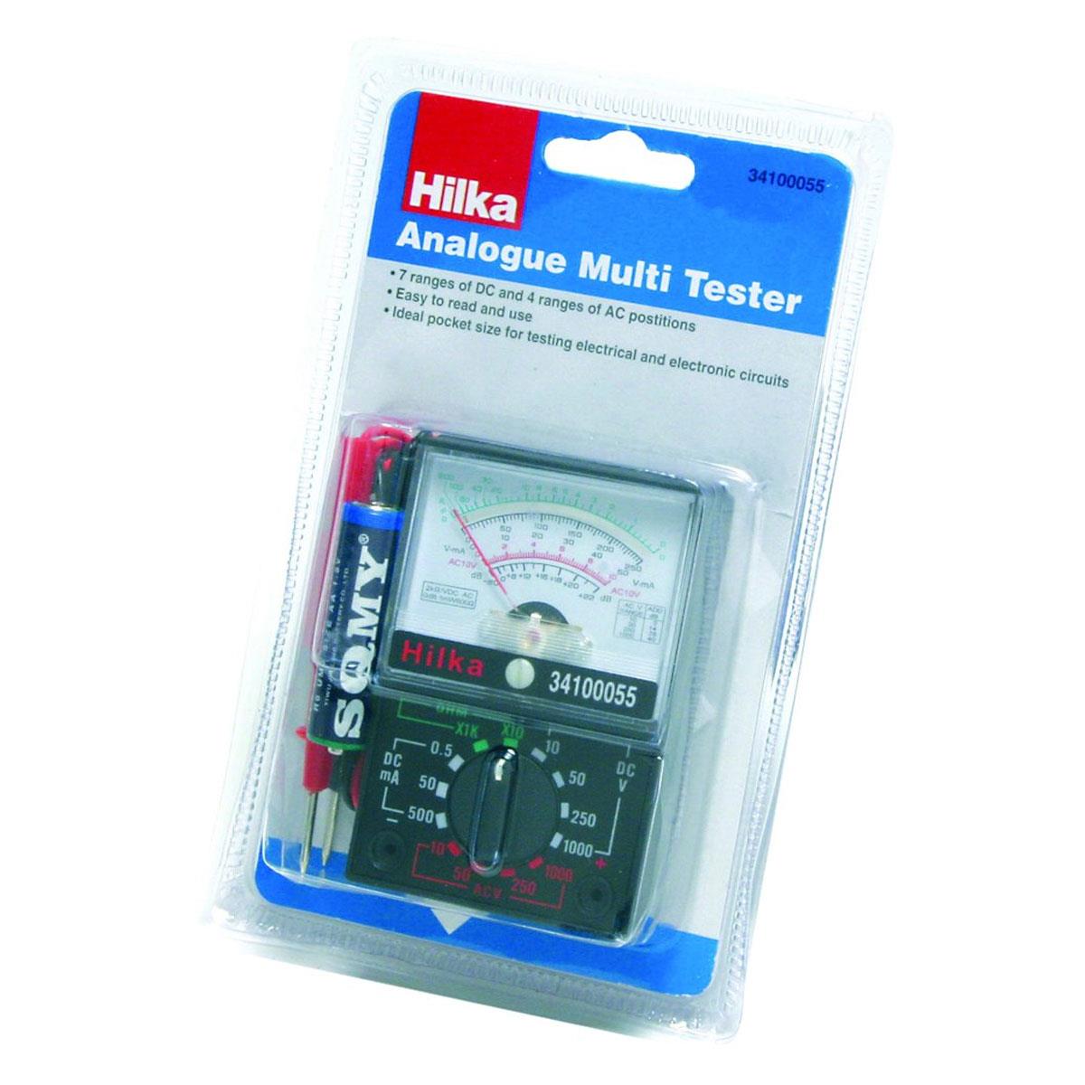 Hilka Analogue Multimeter Compact AC/DC Voltage Current Resistance Tester Black