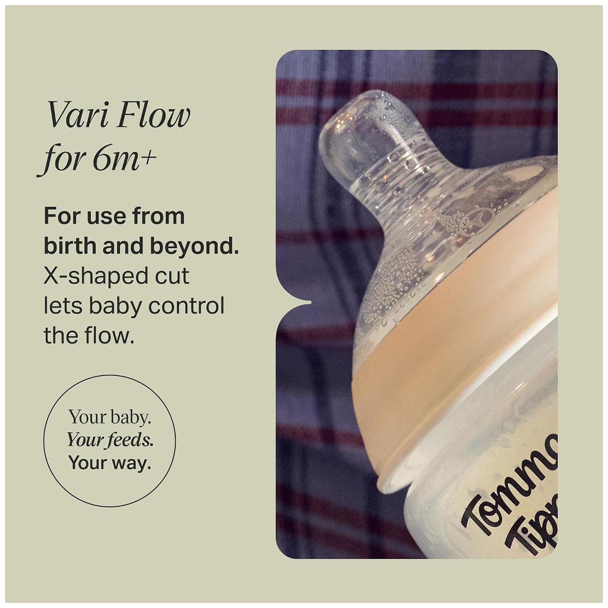 Tommee Tippee Natural Start Baby Bottle Teats Vari-Flow Breast-Like Silicone Anti-Colic BPA Free 2 Pack 0m+ - Image 3