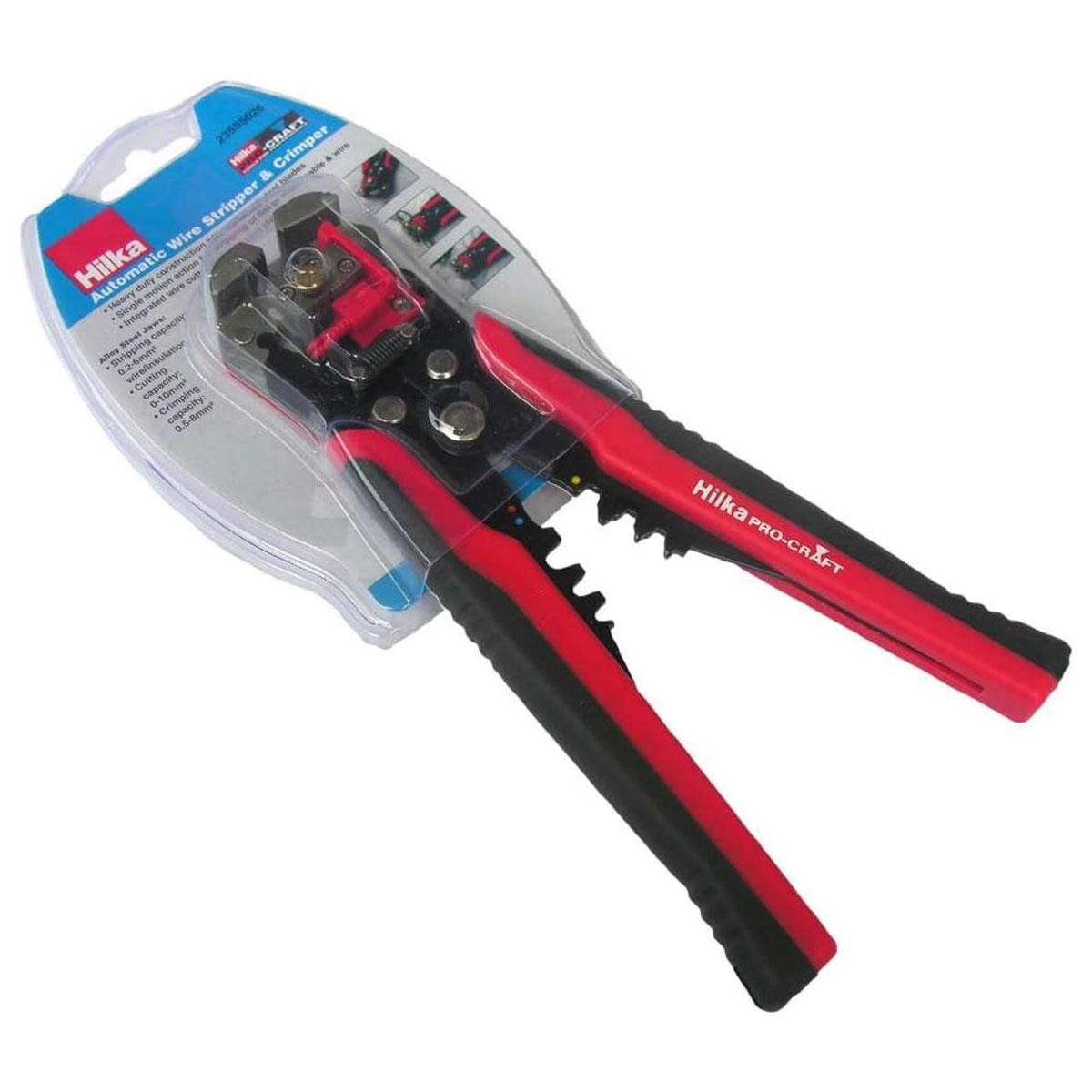 Hilka Automatic Wire Stripper & Crimper 0.2-6mm² Hardened Steel Red & Black