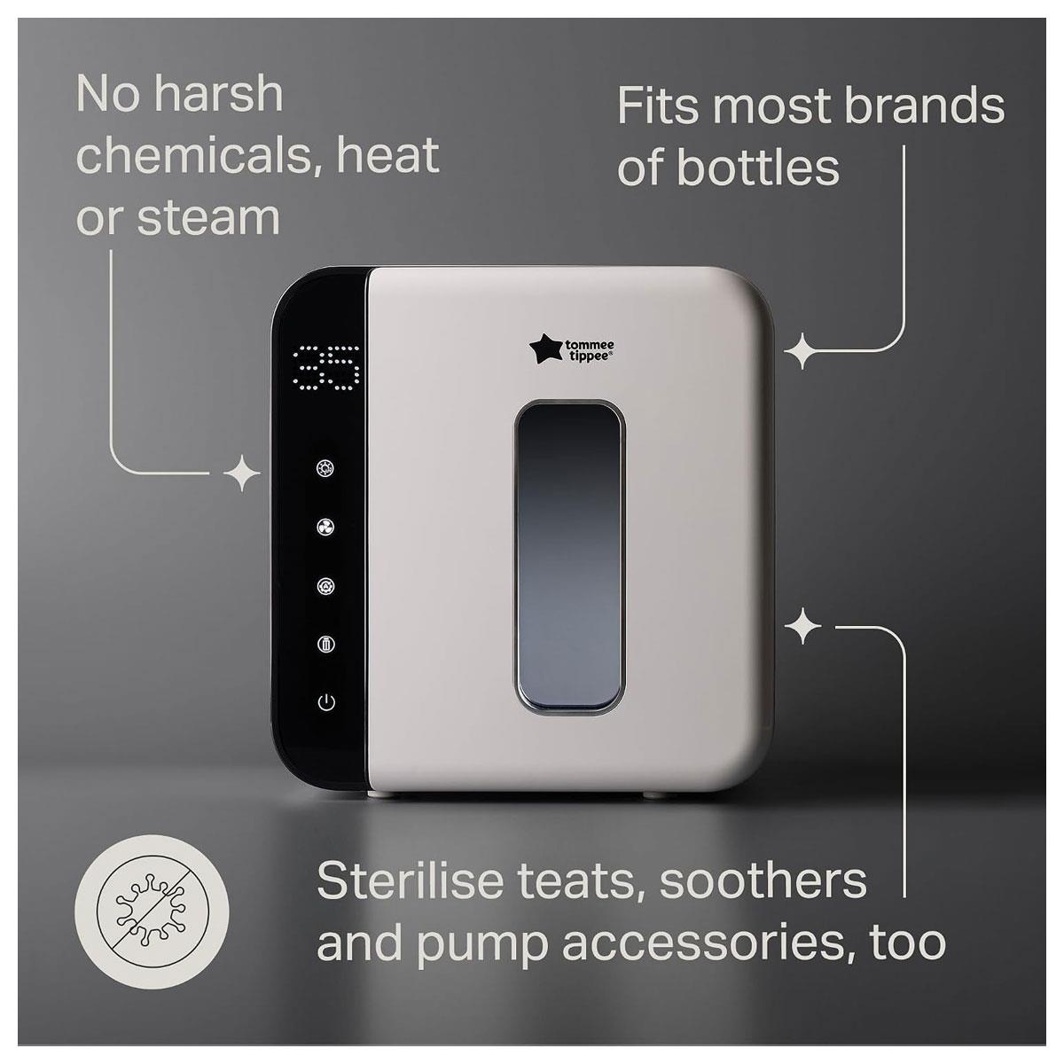 Tommee Tippee UV Baby Bottle Steriliser White 6 Bottle Capacity UV Sterilisation and Drying Storage Mode - Image 4
