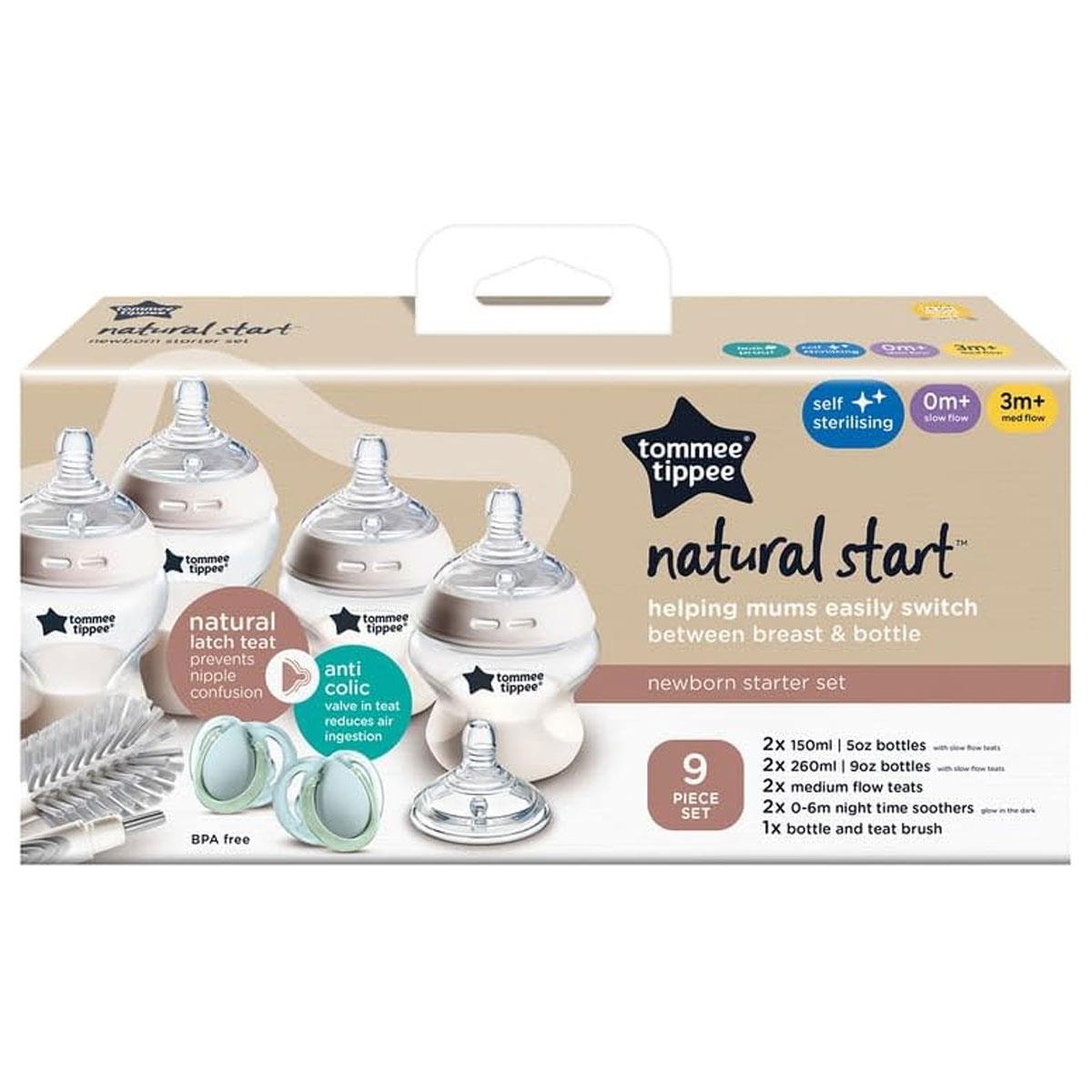 Tommee Tippee Natural Start Newborn Starter Set Anti-Colic 150ml & 260ml Bottles Medium Flow Teats Self-Sterilising BPA Free - Image 2