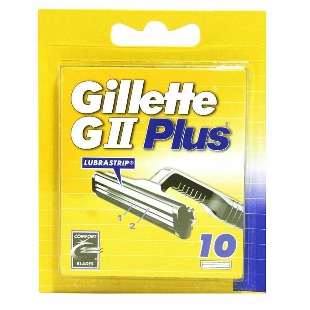 Gillette GII Plus Men's Razor Blade 10 Refills Pivoting Twin Blades, Aloe Lubricating Strip, Compatible With GII Handles