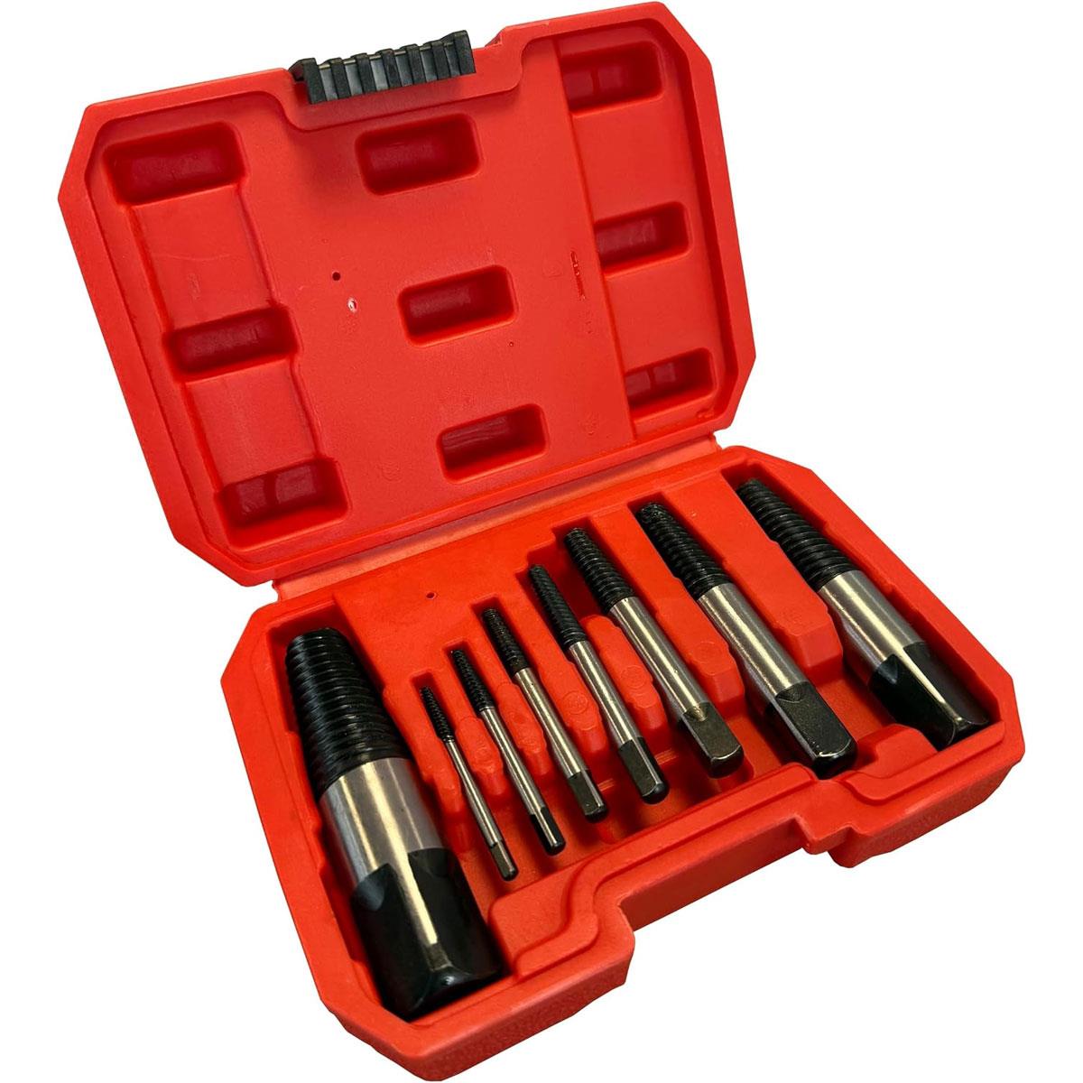 Hilka 8-Piece Stud Screw Extractor Set 4-24mm High Grade Tool Steel with Carry Case