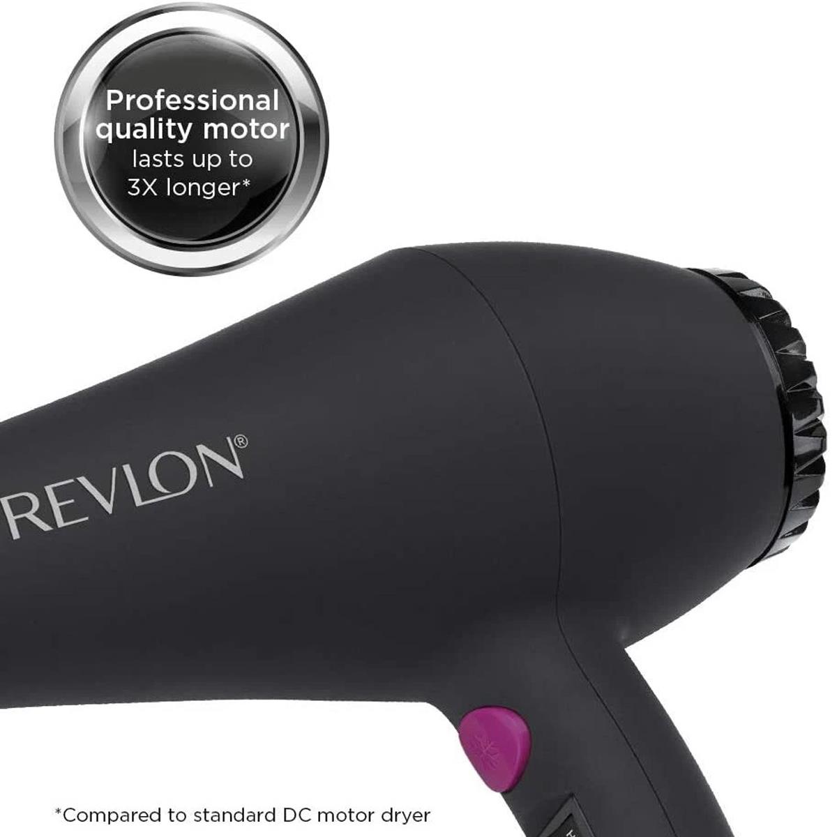 Revlon Smooth Brilliance Hair Dryer 2000W Ionic Tourmaline Ceramic Diffuser And Concentrator Black - Image 2