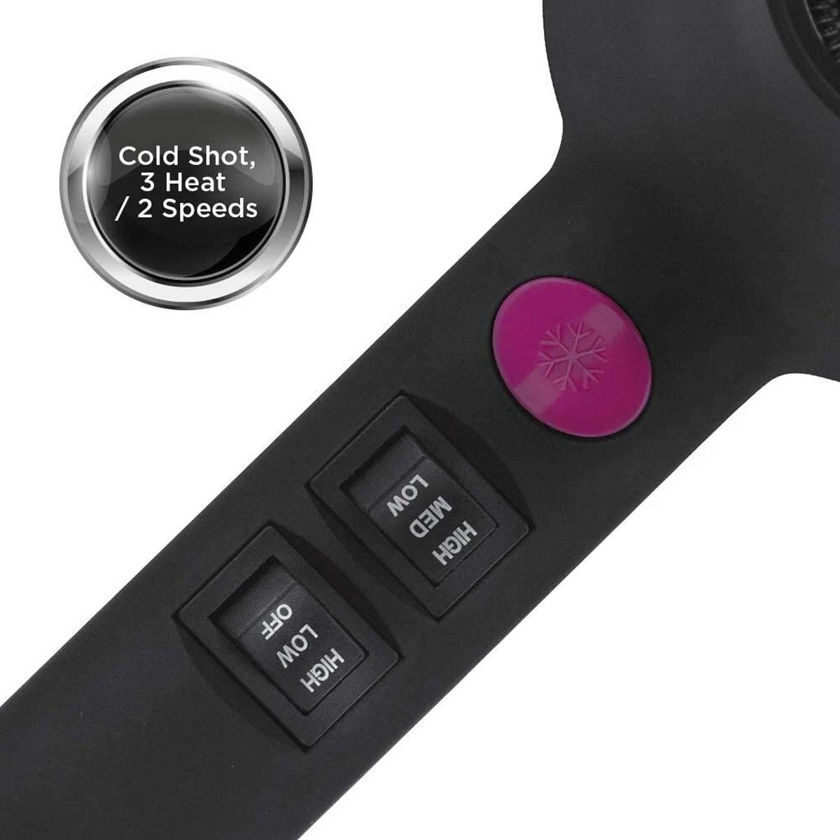 Revlon Smooth Brilliance Hair Dryer 2000W Ionic Tourmaline Ceramic Diffuser And Concentrator Black - Image 3