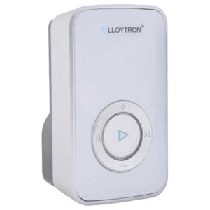 Lloytron MIP3 Wireless Doorbell Kit 32 Melodies 200m Range Plug-In Chime Waterproof Bell Push White