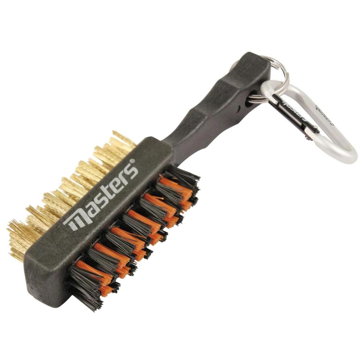 Masters Golf Opti Club Cleaner Brush Brass & Nylon Groove Cleaning Brush with Carabiner Clip