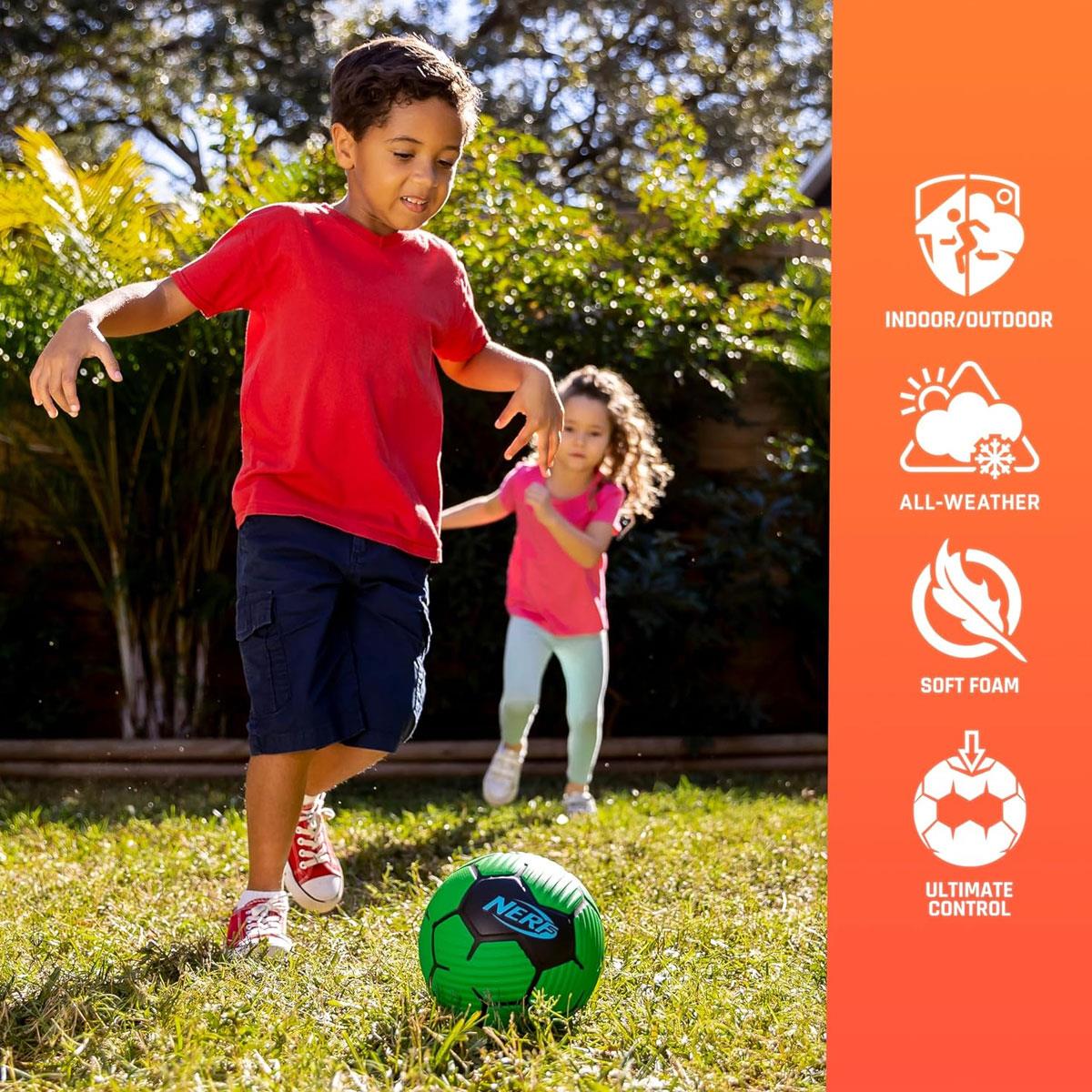 Nerf Proshot Mini Foam Soccer Ball 7 Inch Soft Textured Grip Indoor & Outdoor Green and Black Kids - Image 4