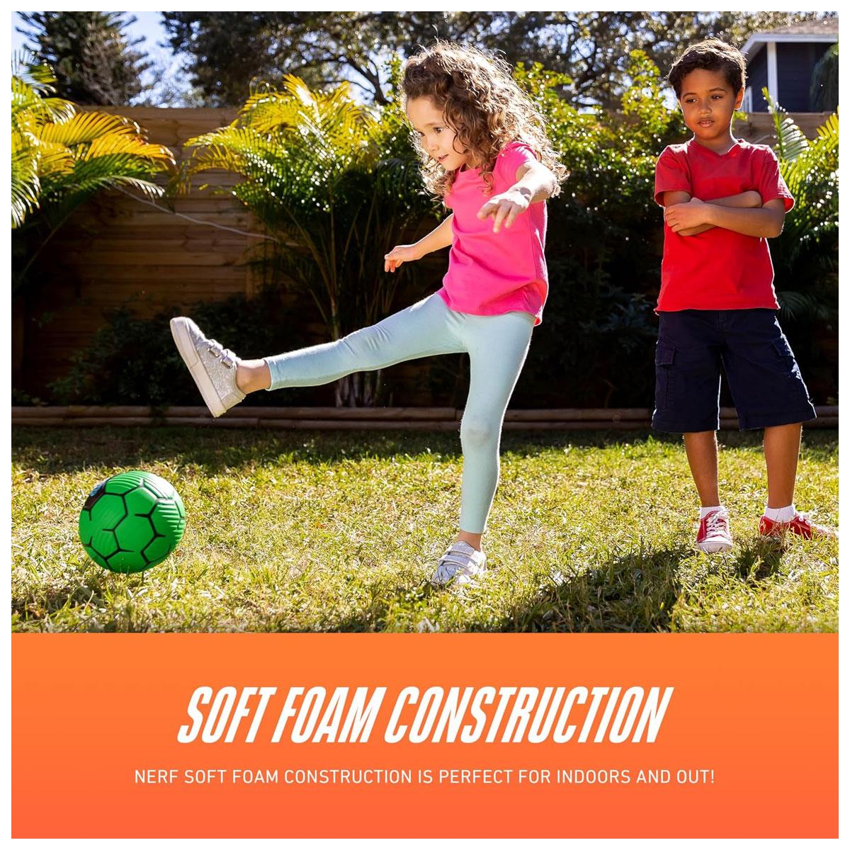 Nerf Proshot Mini Foam Soccer Ball 7 Inch Soft Textured Grip Indoor & Outdoor Green and Black Kids - Image 5