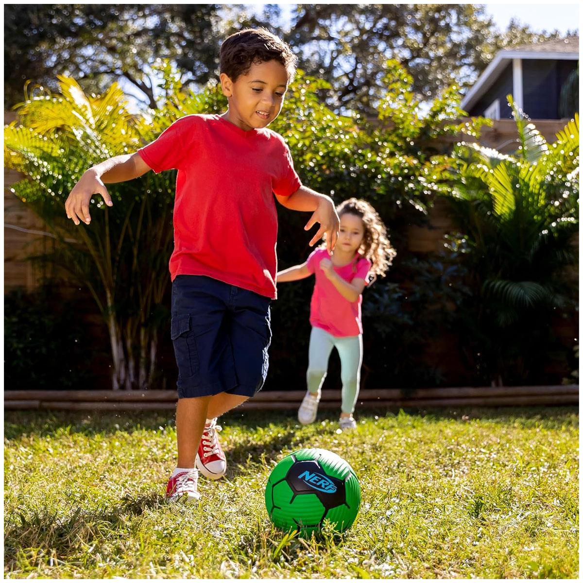 Nerf Proshot Mini Foam Soccer Ball 7 Inch Soft Textured Grip Indoor & Outdoor Green and Black Kids - Image 9