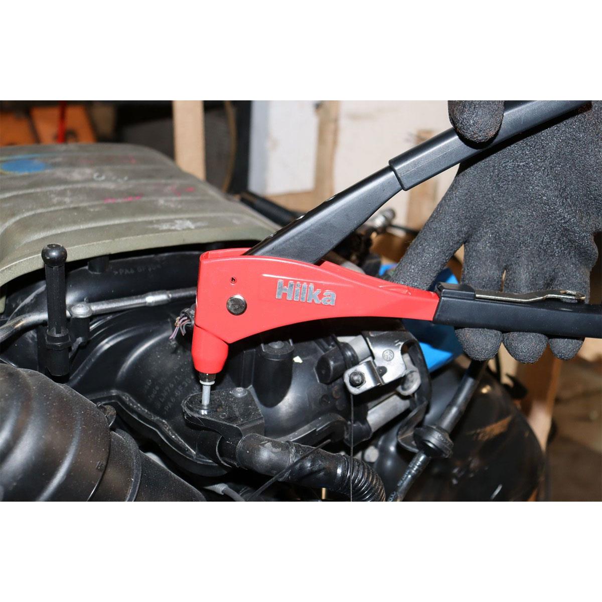 Hilka Rivet Gun with 40 Rivets Die Cast Aluminium Body 4 Interchangeable Heads 2.4-4.8mm - Image 6