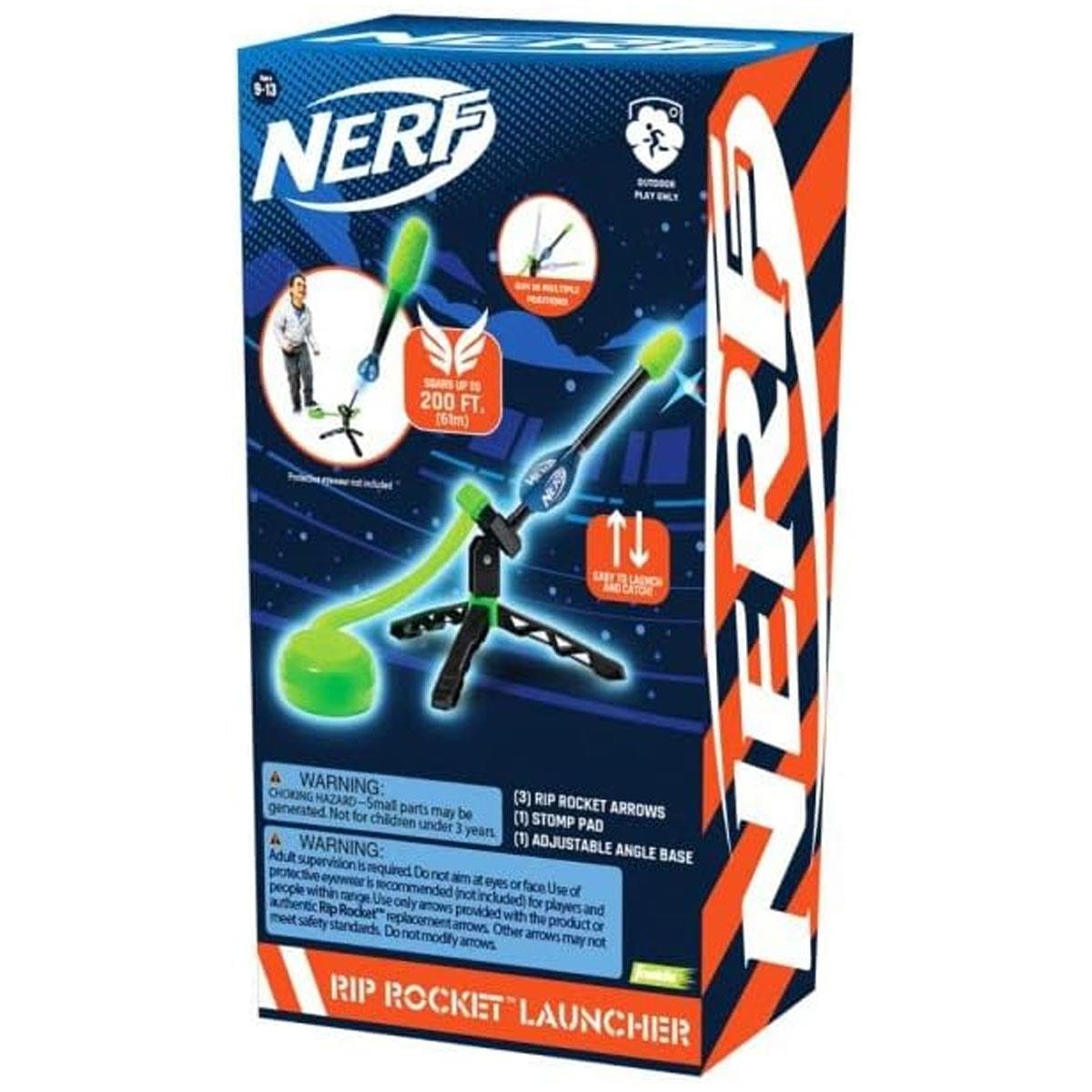 Nerf Rip Rocket Launcher 3 Foam Rockets Stomp Pad Adjustable Launch Base 200ft Range Outdoor Toy 5+ - Image 5