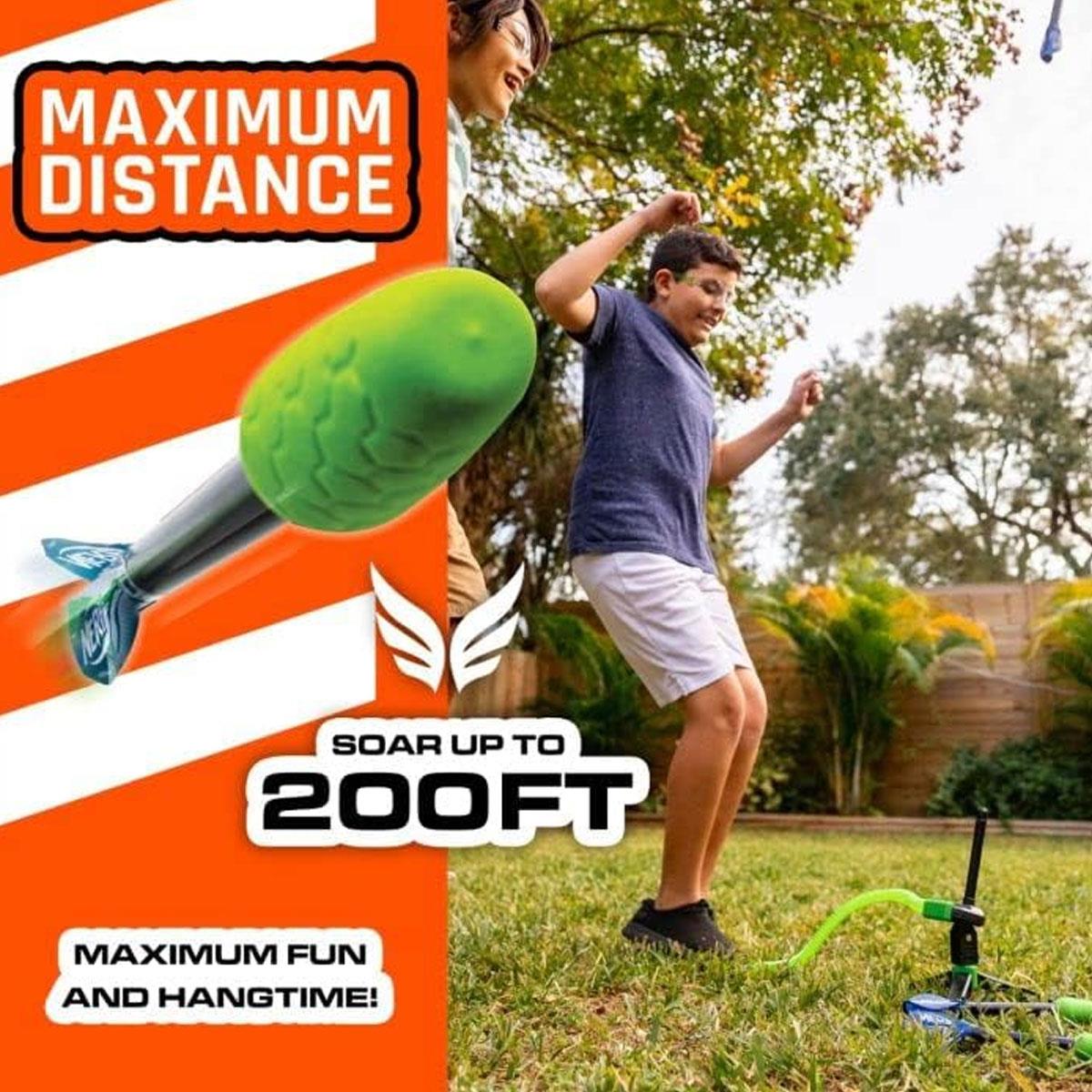 Nerf Rip Rocket Launcher 3 Foam Rockets Stomp Pad Adjustable Launch Base 200ft Range Outdoor Toy 5+ - Image 7