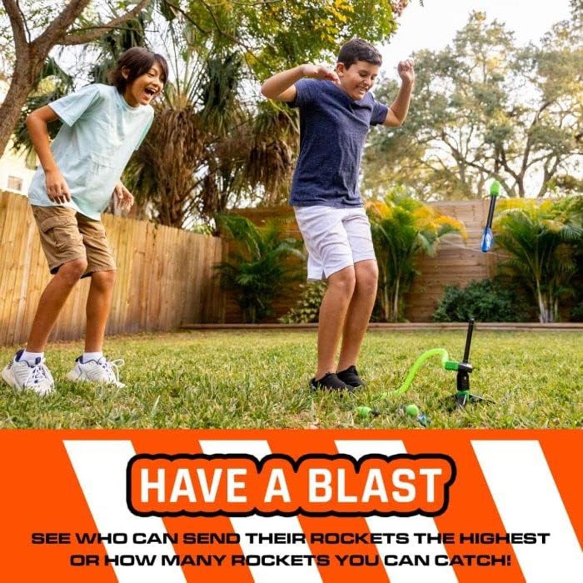 Nerf Rip Rocket Launcher 3 Foam Rockets Stomp Pad Adjustable Launch Base 200ft Range Outdoor Toy 5+ - Image 9