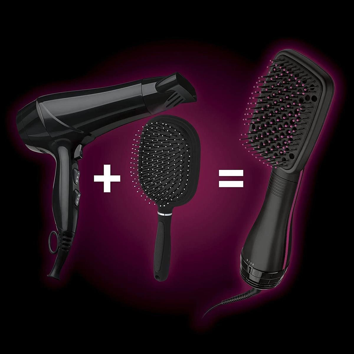Revlon Perfectionist 2-in-1 Ionising Paddle Brush Hair Dryer 1000W 2 Heat Settings Cool Shot Black - Image 3