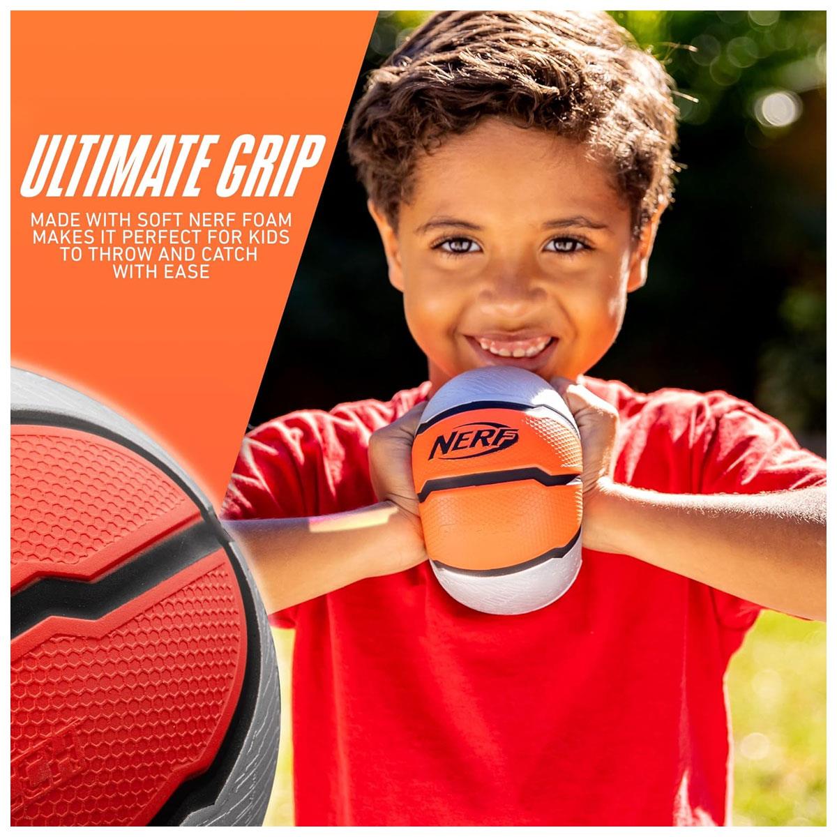 Nerf Mini Foam Sports Ball Set Football Soccer Ball and Basketball Soft Foam Sports Toys for Kids 3+ Green Orange Yellow - Image 3