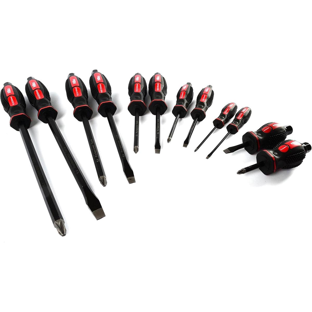 Hilka Pro Craft High Impact Screwdriver Set 12 Piece S2 Steel Magnetic Tips Orange - Image 4