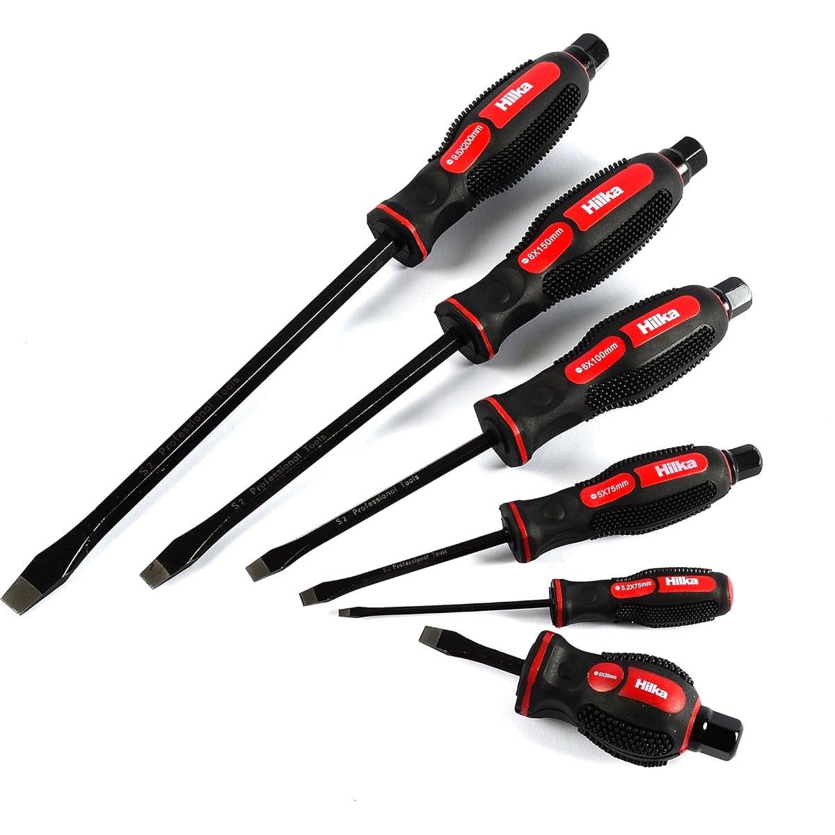 Hilka Pro Craft High Impact Screwdriver Set 12 Piece S2 Steel Magnetic Tips Orange - Image 5