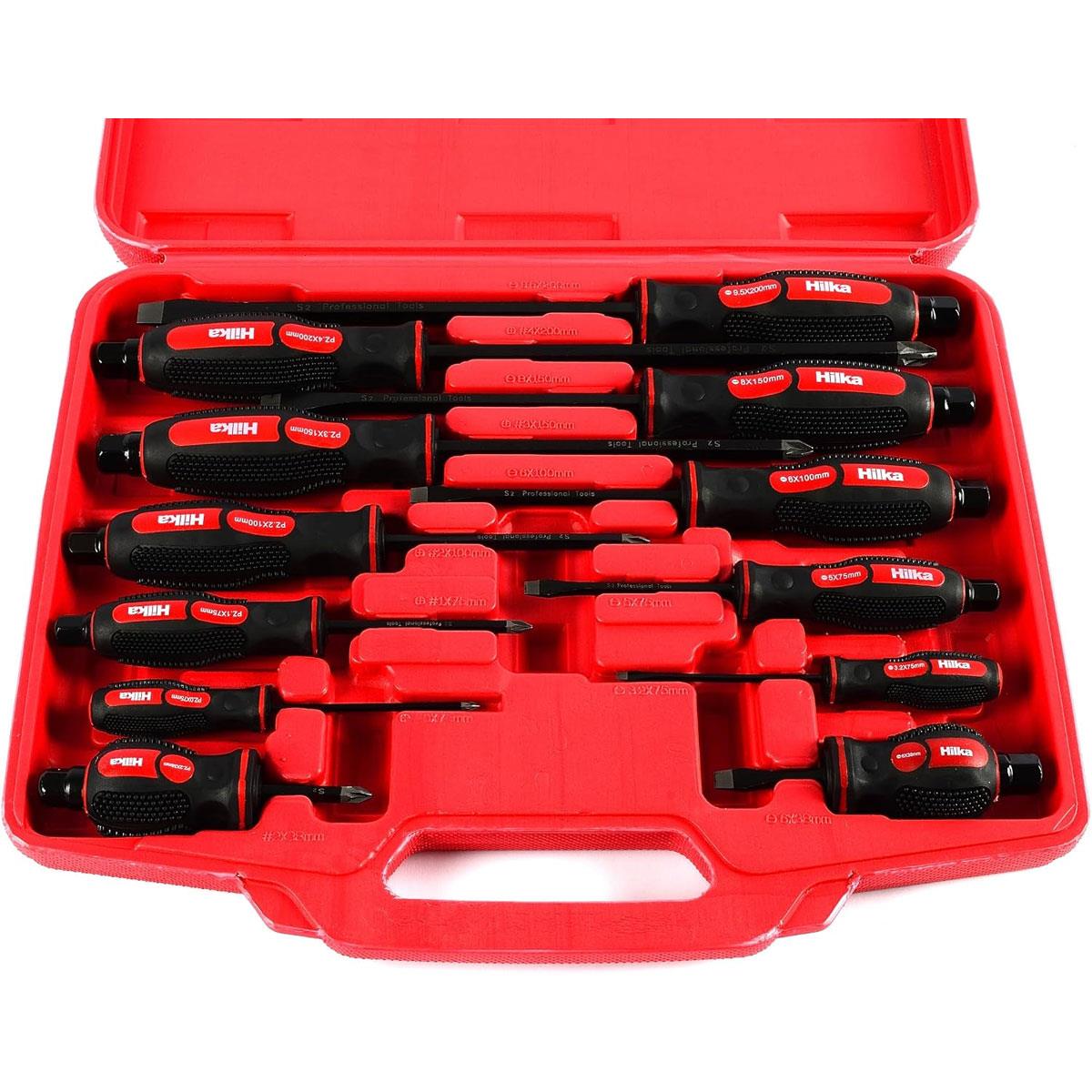 Hilka Pro Craft High Impact Screwdriver Set 12 Piece S2 Steel Magnetic Tips Orange - Image 7