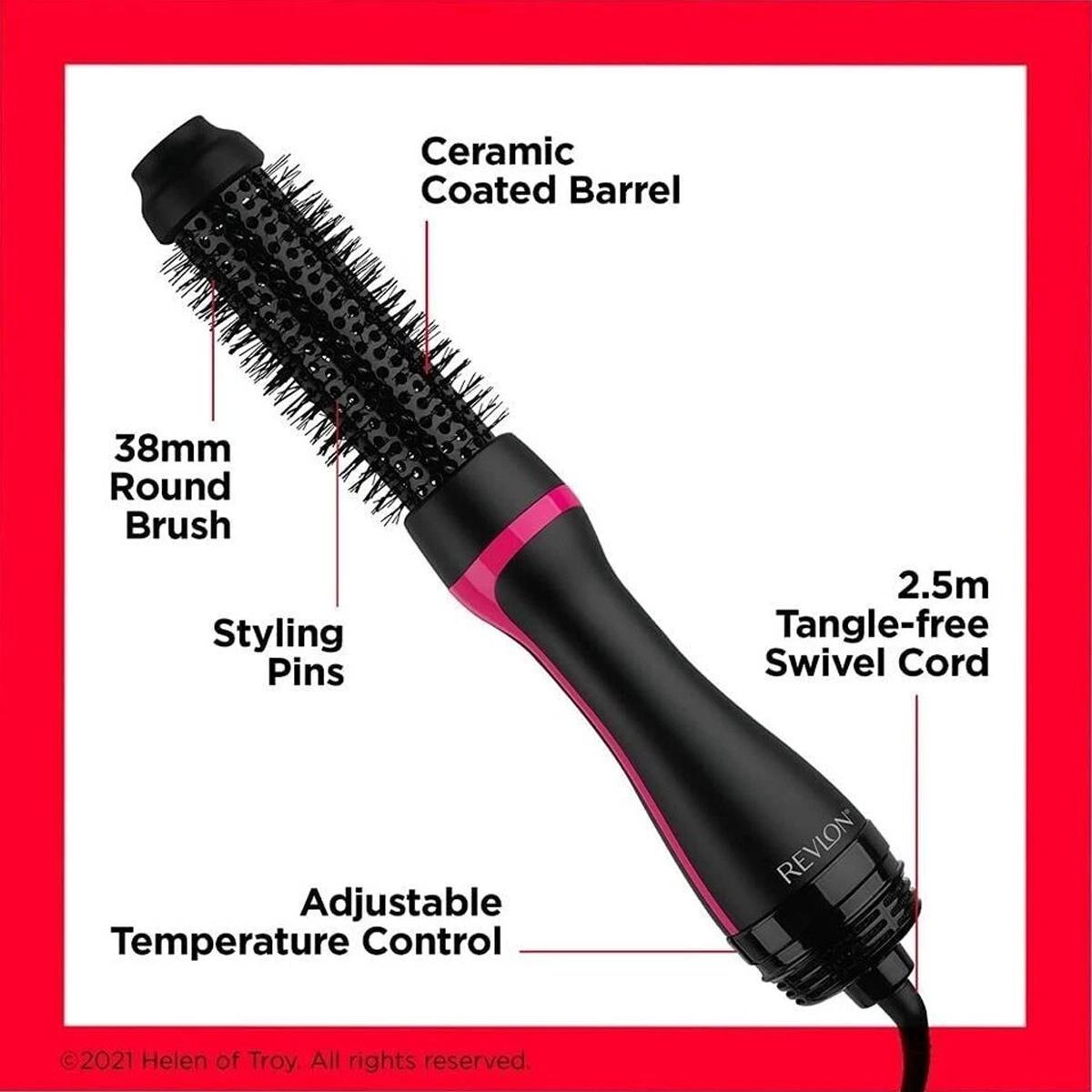 Revlon One Step Style Booster Hair Dryer Styler 820W 38mm Ceramic Round Brush Ionic Black - Image 7