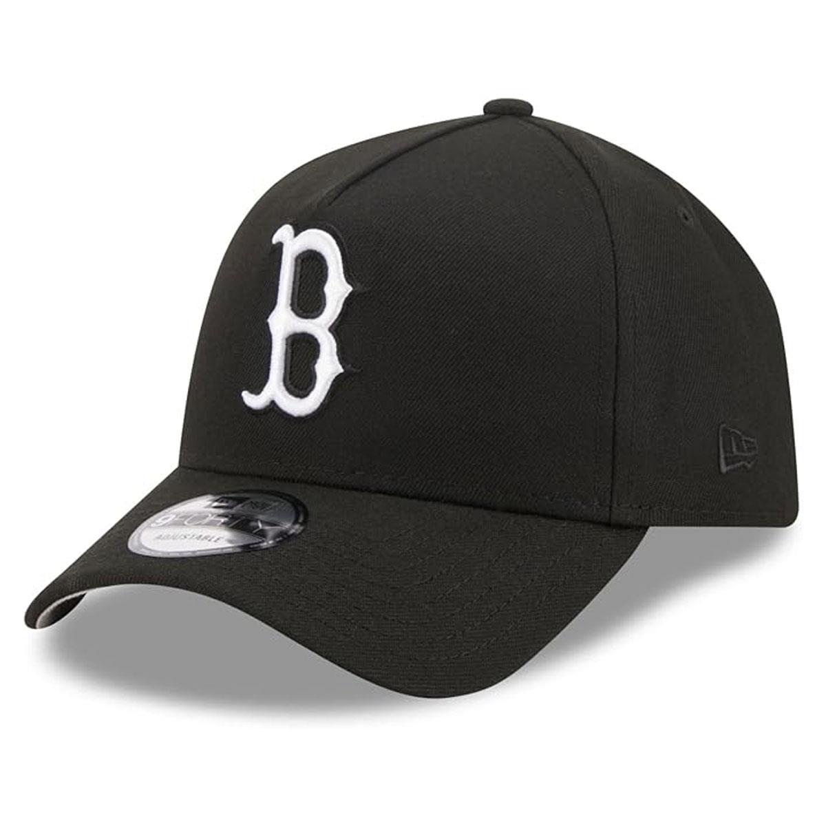 New Era 9FORTY A-Frame Boston Red Sox Baseball Cap 100% Polyester Black Adjustable Snapback One Size