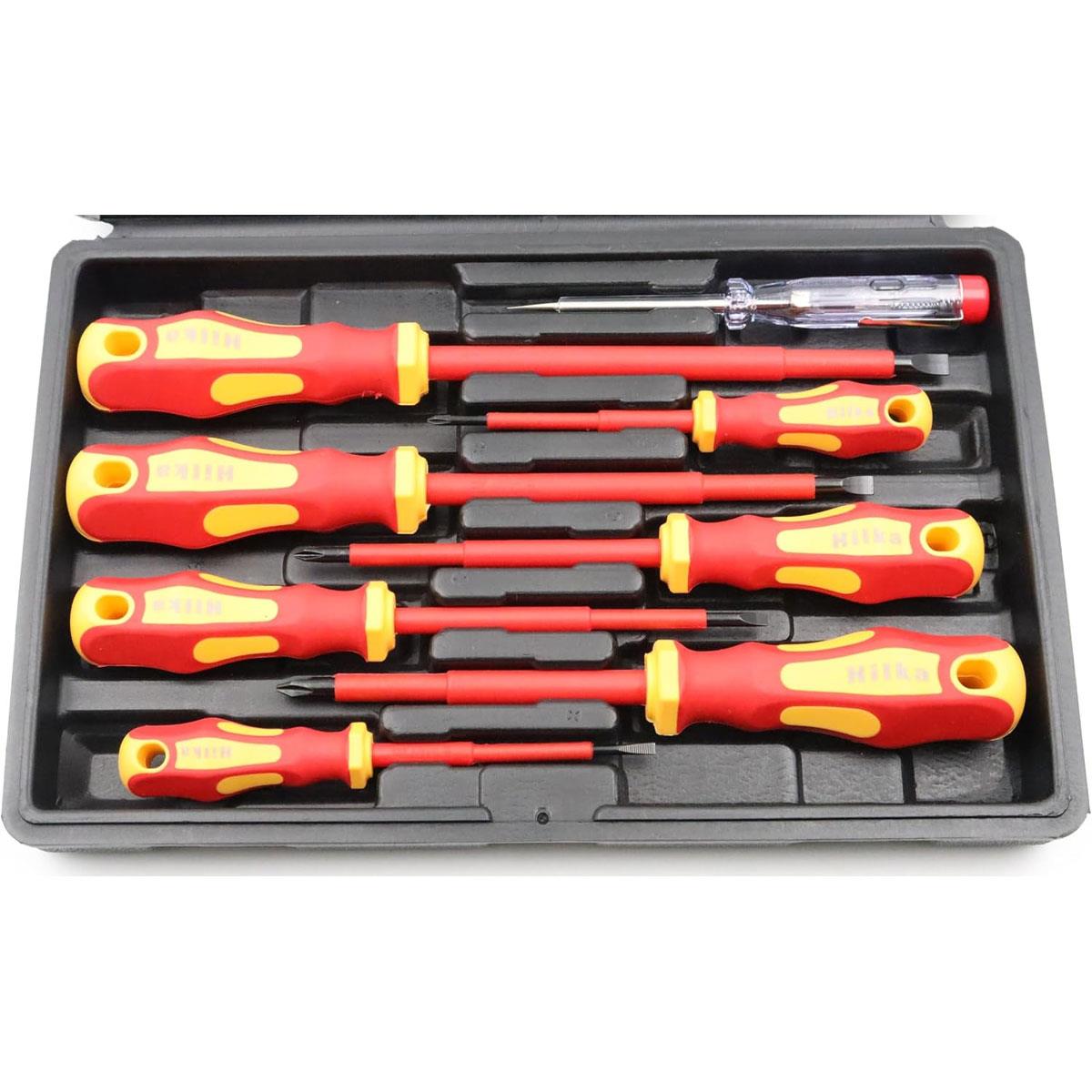 Hilka VDE Electricians Screwdriver Set 8-Piece Chrome Vanadium Steel 1000V Insulated Slotted & Phillips Black - Image 4