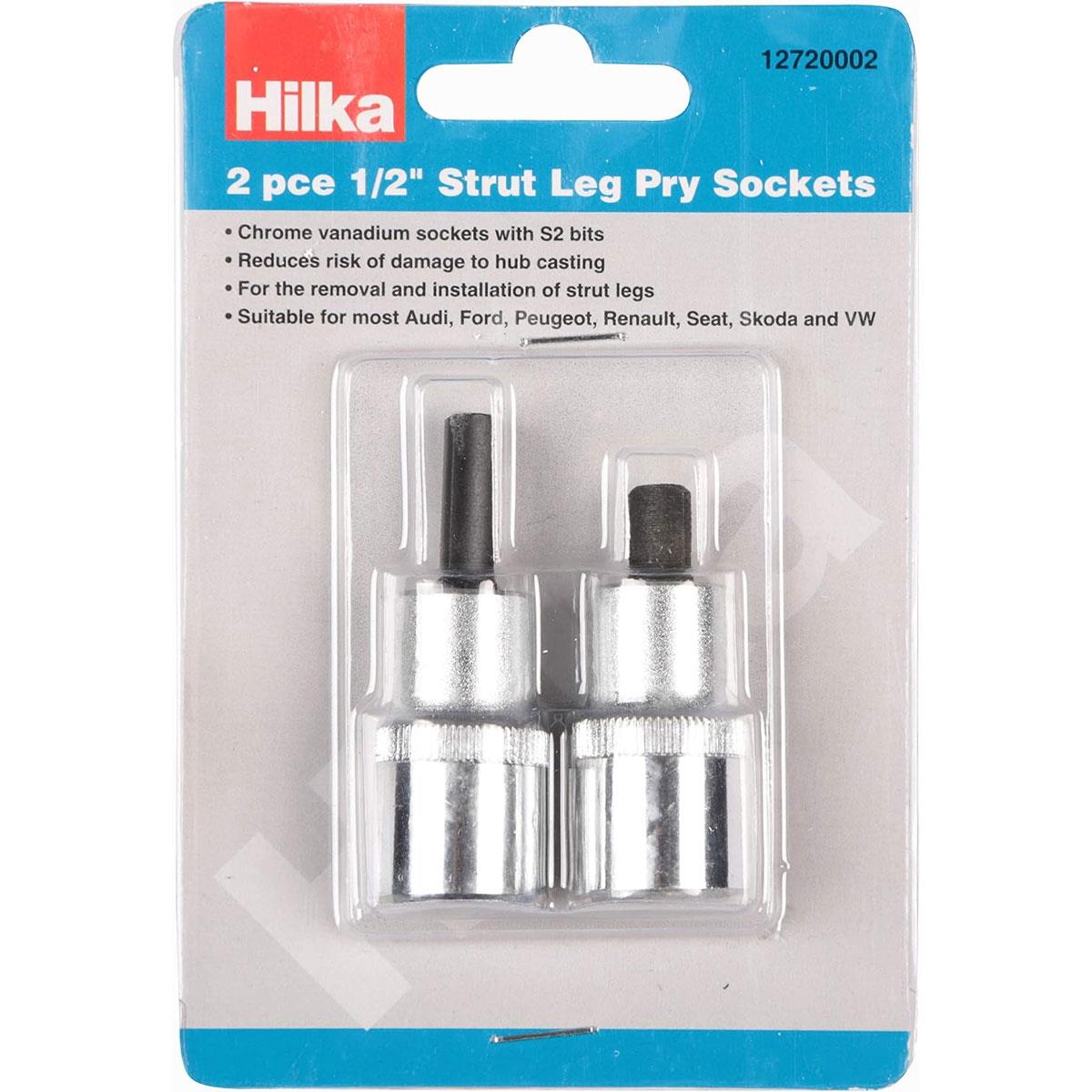 Hilka Strut Leg Pry Socket Set 2 Piece 1/2" Drive Chrome Vanadium Steel 7 x 5mm & 8.2 x 5.5mm