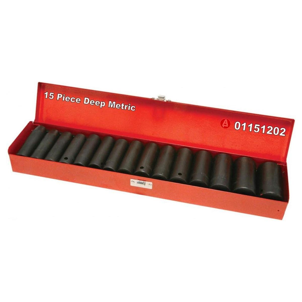Hilka 1/2-Inch Deep Impact Socket Set 15-Piece Chrome Molybdenum Steel 6-Point 10-30mm