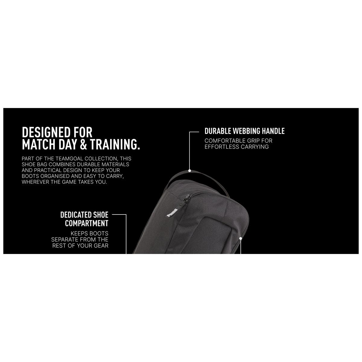 PUMA teamGOAL Shoe Bag 10L Sports Shoe Storage Bag Ventilation Holes Carry Handle Synthetic Material Black - Image 10