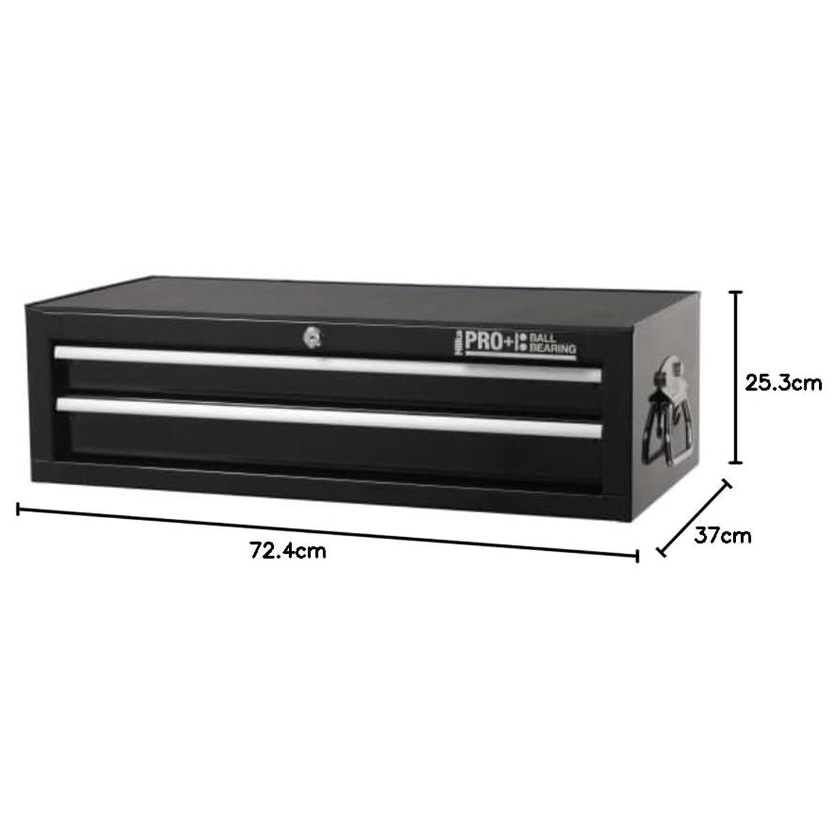 Hilka HD PRO+ 2 Drawer Tool Chest 26in/66cm Wide Steel Black Lockable Ball Bearing Slides - Image 3
