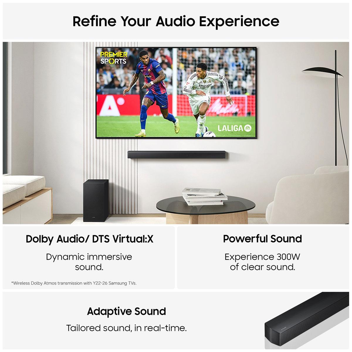 Samsung B650F B-Series Soundbar 3.1ch with Wireless Subwoofer Dolby Audio DTS Virtual:X Q-Symphony Bluetooth Black - Image 4