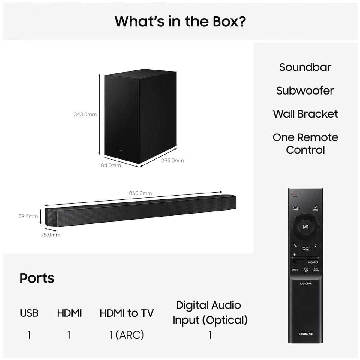 Samsung B650F B-Series Soundbar 3.1ch with Wireless Subwoofer Dolby Audio DTS Virtual:X Q-Symphony Bluetooth Black - Image 6