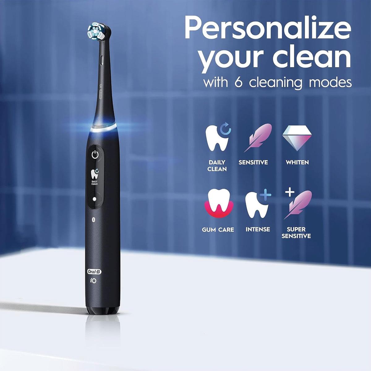 Oral-B iO8 2X Electric Toothbrushes for Adults App Connected 6 Modes 4 Brush Heads Travel Case & Holder Black/Violet - Image 5