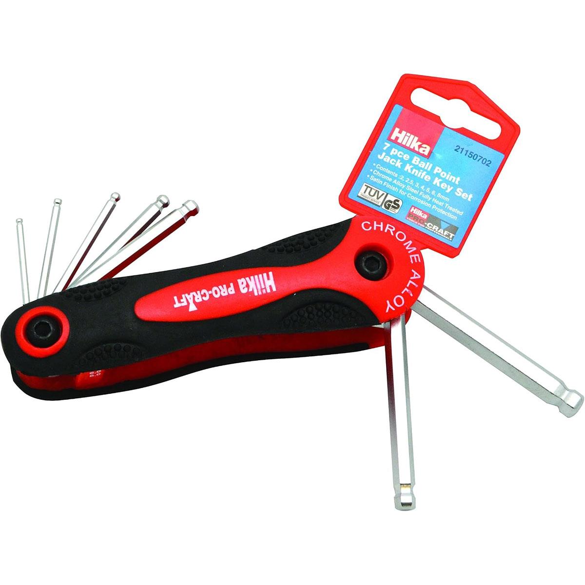 Hilka Pro Craft Metric Ball Point Hex Key Set 7 Piece Alloy Steel 2–8mm Soft Grip Case