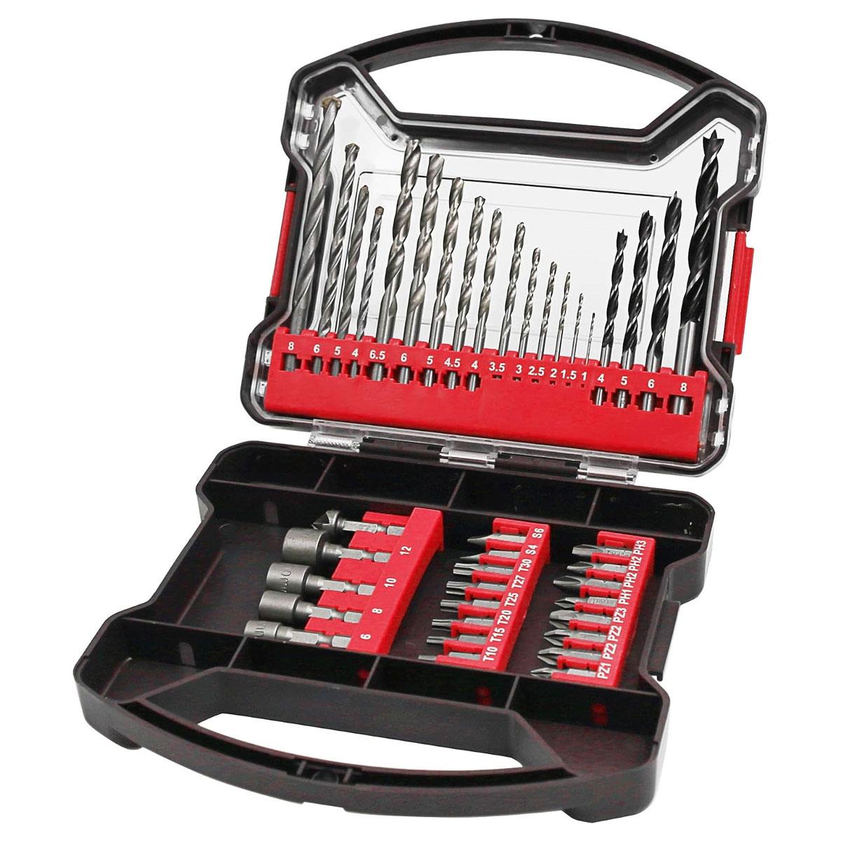 Hilka 41-Piece Drill Bit and Accessory Kit for Wood Masonry & Metal with Plastic Carry Case