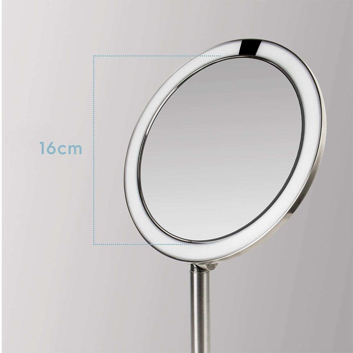 HoMedics Twist Illuminated Makeup Mirror Double-Sided LED 1X/7X Magnification Motion Sensor USB Rechargeable Silver - Image 6