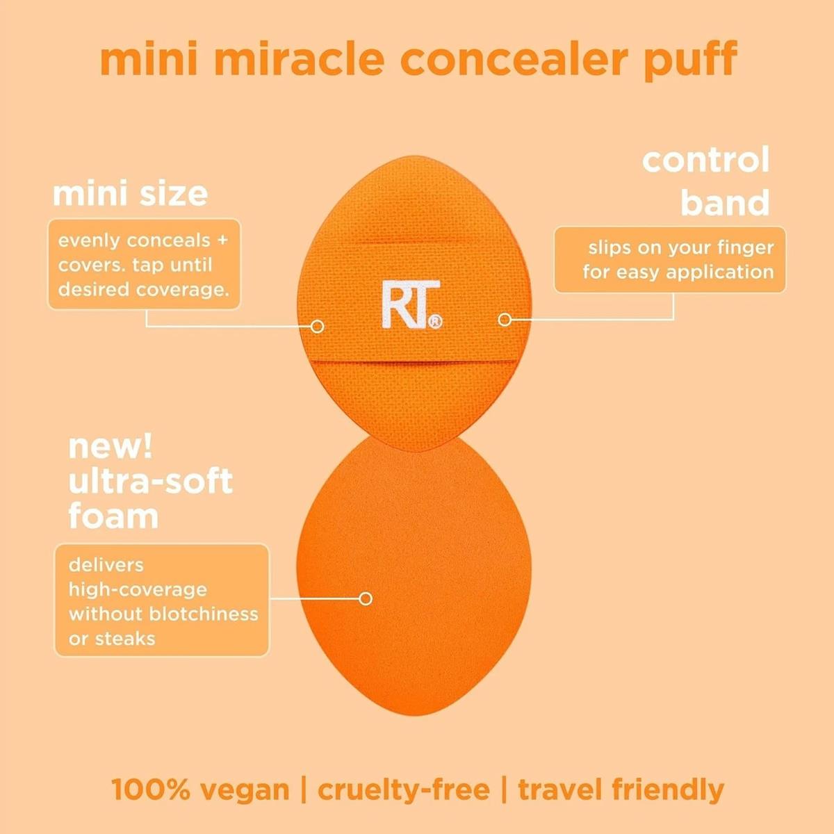 Real Techniques Mini Miracle Concealer Puff Trio Orange High-Density Foam Makeup Sponges 3 Pack - Image 3
