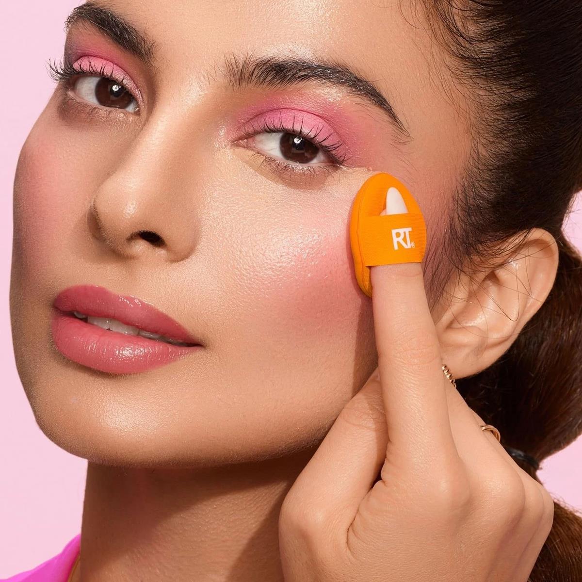 Real Techniques Mini Miracle Concealer Puff Trio Orange High-Density Foam Makeup Sponges 3 Pack - Image 5