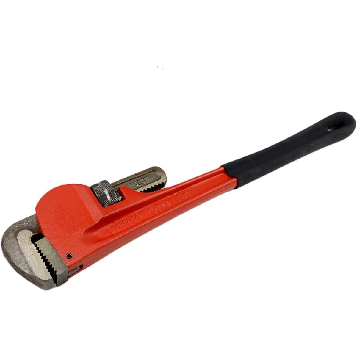 Hilka Heavy Duty Pipe Wrench Pro Craft 24 Inch 600mm Malleable Steel 80mm Jaw Silver