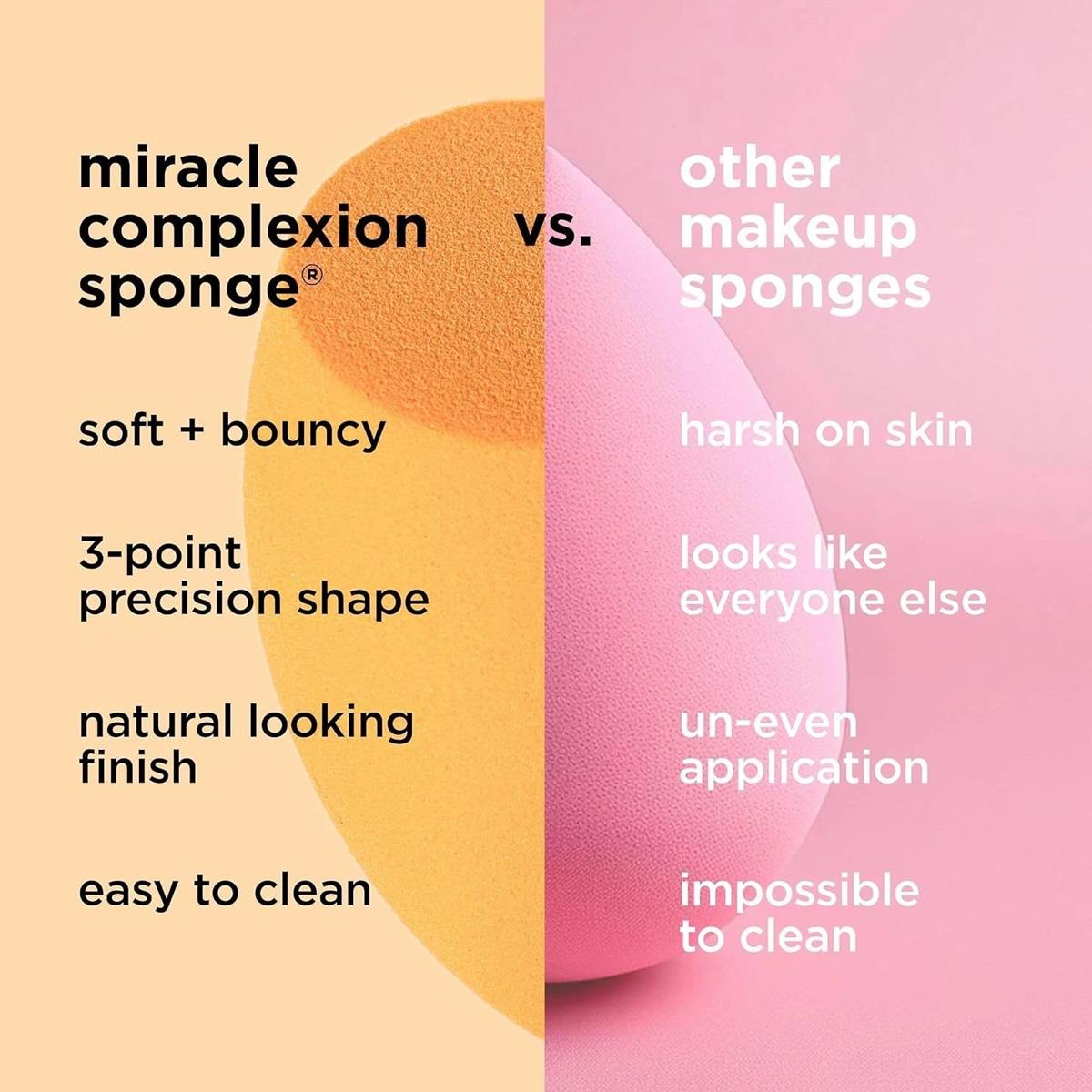 Real Techniques Miracle Complexion Sponge Orange Makeup Blender For Liquid And Cream Foundation Blush And Highlighter - Image 4