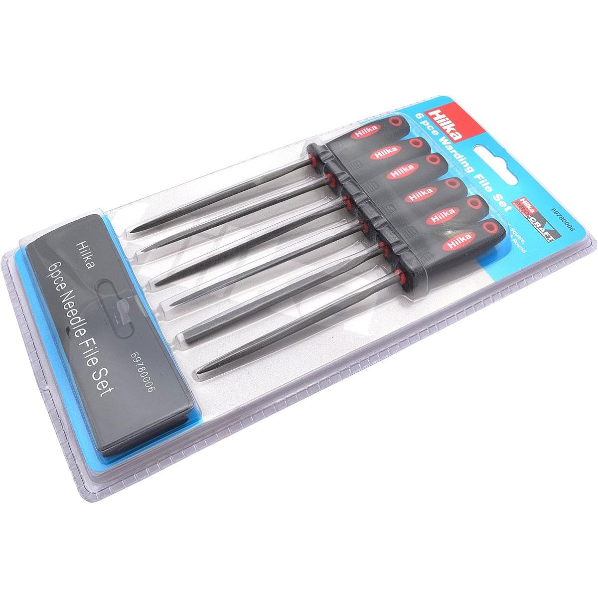 Hilka Pro Craft Warding File Set 6-Piece 100mm Soft Grip Handles Storage Wallet