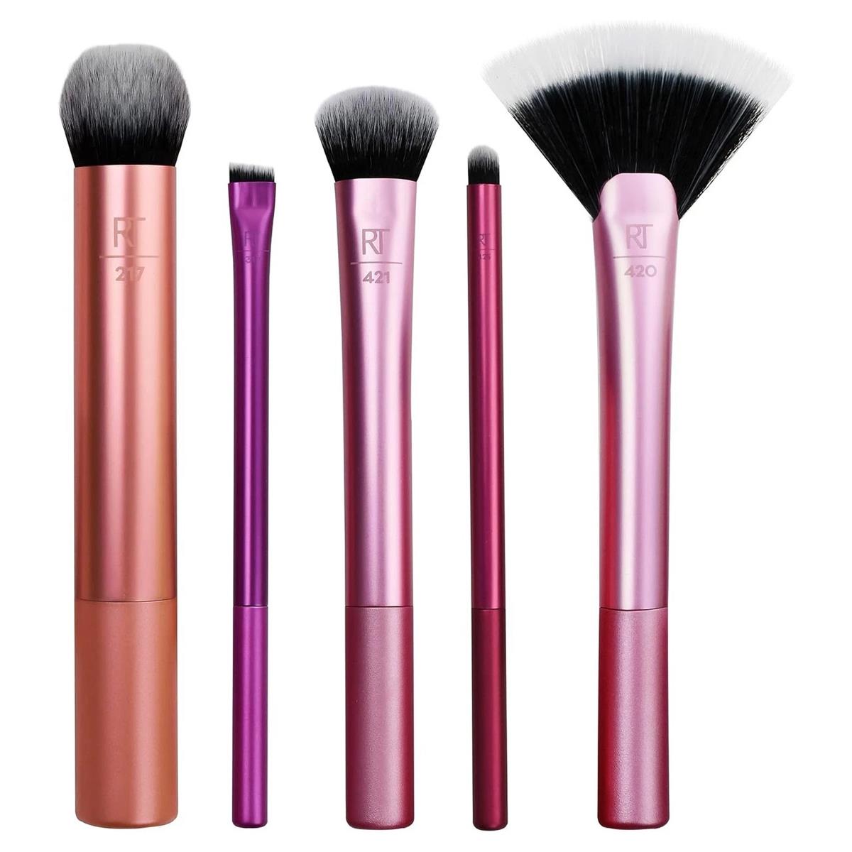 Real Techniques Artist Essentials 5 Piece Makeup Brush Set With Soft Synthetic Fibre Brushes For Foundation Blush And Contour